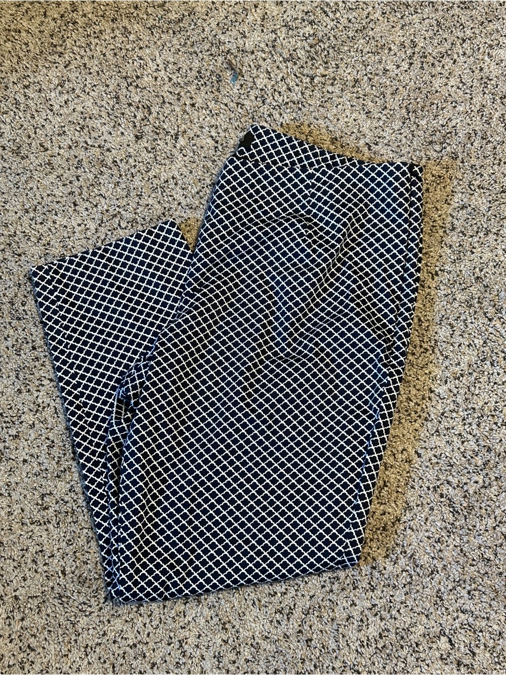 Talbots Navy and White Geometric Dress Pants